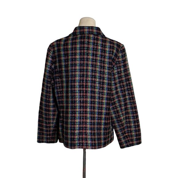 Sag Harbor colorful plaid texture with metallic threads zipper jacket size 14 - Picture 2 of 9